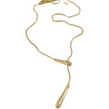 Long Teardrop Bar Pendant Necklace In Gold Tone Metal view 5