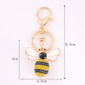 Rhinestone Bee Keychain Gold Tone Yellow Black Crystal Charm view 2