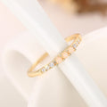 Thin Band Three Opal Round Stones Side Clear Finger Ring view 6