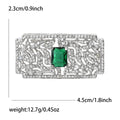 Rectangular Crystal Metal Brooch with Blue Red or Green Stone view 8