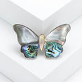 Abalone and Shell Effect Butterfly Brooch With Gold Tone Body view 1