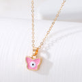 Gold Tone Pink Shape Evil Eye Pendant Necklaces in Six Styles view 4