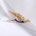 Gold Tone Hummingbird Brooch Red Blue Enamel Rhinestone view 6