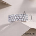 Silver Tone Three-Row Bezel Round CZ Band Ring Sizes 6-10 view 4