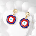 Red and Blue Evil Eye Keychains Necklaces and Earrings in Two Shapes view 9