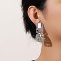 Six Color Rectangular Top Ornate Jhumka Dangle Earrings view 6