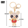 Rhinestone Big Eye Bear Keychain Gold Clasp Four Outfits view 3