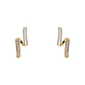 Gold Tone White Angled Bar And Clear Stone Stud Earrings view 5