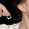 Silver Irregular Geometric Huggie Hoop Earrings Polished view 2