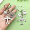 Silver Tone Travel Keychains With Airplane, Compass And Globe Charms view 4