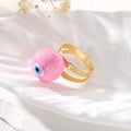 Gold Tone Swirled Resin Evil Eye Adjustable Rings in Nine Colors view 2
