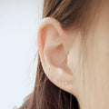 Slim Straight Silver Tone Ear Stud Bars With Tiny Flat Ends view 4