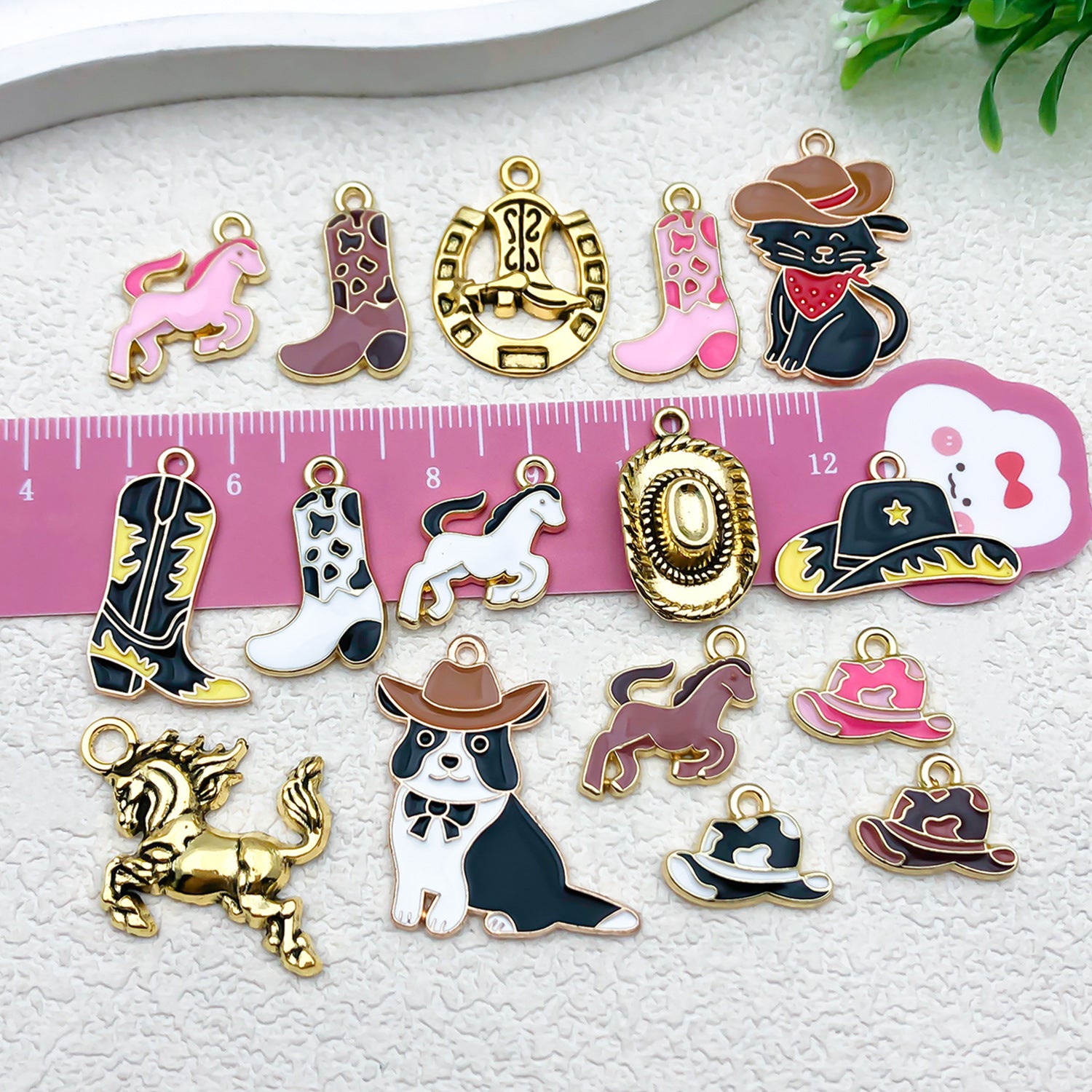 Enamel Zinc Alloy Western Cowboy Hat Boot Charm Pendants for DIY Bracelet Necklace Jewelry