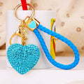 Jeweled Heart Keychains with Color-Coordinated Braided Wrist Loops view 4