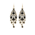 Antique Silver Black Filigree Chandelier Hook Earrings view 5