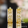 Gold Tone Crystal Filigree Hoop Earrings Polished Metal Earrings view 4