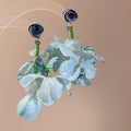 Fabric Flower Cluster Drop Earrings In Three Colors view 8