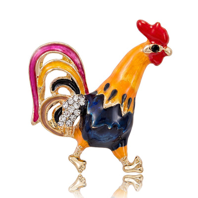 Rooster Brooch shown from the front