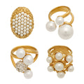 Oversized Pearl Cluster Statement Rings in Four Gold Tone Designs view 5