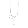 Silver Tone Heart Y Drop Necklace with Delicate Chain view 5
