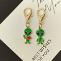 Green Enamel Alien Keychains Gold Lobster Clasp Four Styles view 4