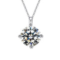 Four Prong Round Clear CZ Solitaire Pendant Necklace Silver view 1