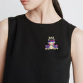 Crowned Frog Brooch in Metal with Bright Enamel, Crystal Eyes, and a Gold-tone Crown view 2