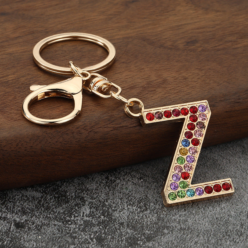 Colorful Rhinestone Letter Keychain Alphabet Bag Charm for Initials