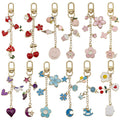 Twelve Floral Celestial and Sweet Metal Clasp Keychain Designs view 1