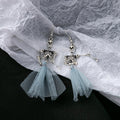 Three Silver Tone Skeleton Novelty Dangle Earrings view 2