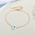 Gold Tone Round Glass Evil Eye Chain Anklets in Four Colors view 4