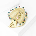 Matte Gold Cartoon Lion Brooch Multicolor Rhinestone Mane view 2