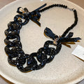 Speckled Acrylic Chain Link Earrings Necklace Black White 4 Styles view 7