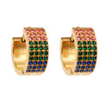 Four Row Crystal Hoop Earrings in Seven Colors and Three Sizes view 5