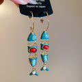 Colorful Articulated Fish Drop Earrings In Red Black And Blue view 8