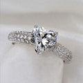 Heart Clear Center Stone Pave Band Ring Silver Tone Sizes 6 to 10 view 1