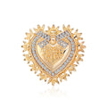 Gold Tone Silver Tone Heart Crystal Metal Brooch Pin view 5