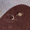 Gold Asymmetric Planet Crescent Moon Crystal Stud Pair view 6