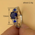 White Metal Blue Three-Stone Cross Band Ring Alloy view 4