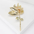 Gradient Crystal Lotus Stem Brooch Pin in Two Colors view 3