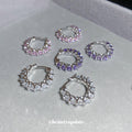 Crystal Huggie Hoop Earrings in White Purple or Pink view 4