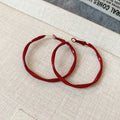 Red Textured Wavy Hoop Earrings in Three Sizes with Detailed Finish view 7