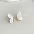 White Shell Butterfly Wing Stud Earrings With Crystal Bars view 6