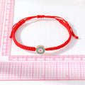 Red Woven Cord Small Round Evil Eye Adjustable Bracelets view 5