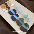Geometric Resin Look Dangle Stud Earrings in Three Colors view 4
