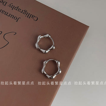 Silver Tone Irregular Wave Huggie Hoop Ear Buckles