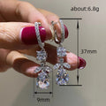 Silver Tone Square Marquise Pear Drop Huggie Earrings view 4
