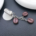 Three Brown Coffee Bean Charm Clasp Keychain with Metal Hardware view 4