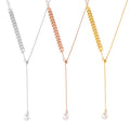 Wheat Leaf Y Lariat Necklace Glue Bead Pearl Titanium Steel view 5