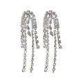 Silver Crystal Multi Chain Tassel Earrings Fashion Jewelry view 5